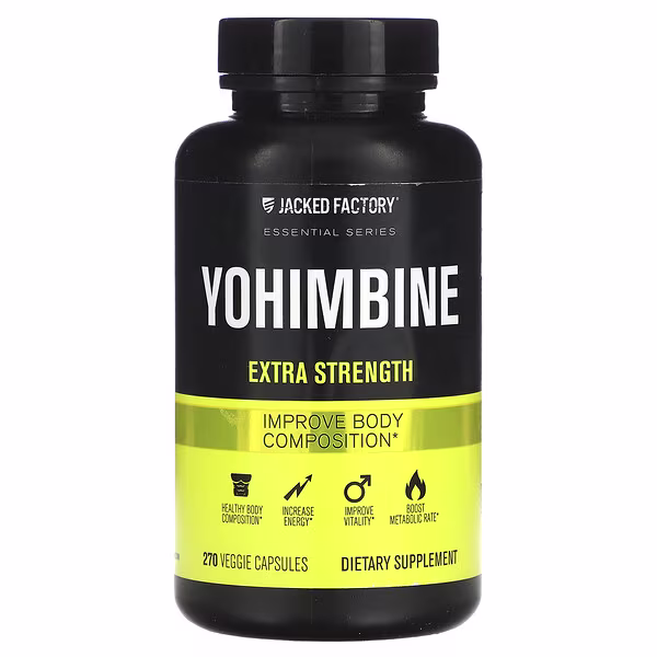 Jacked Factory, Essential Series, Yohimbine, 270 Veggie Capsules (125 mg per Capsule)