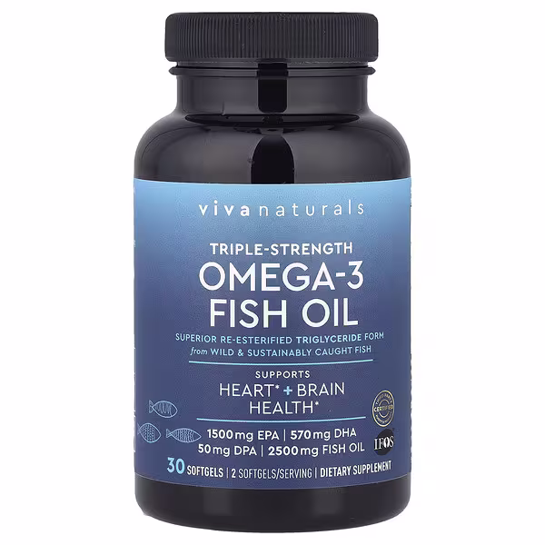Viva Naturals, Omega-3 Fish Oil, Triple-Strength, 30 Softgels (1,250 mg per Softgel)