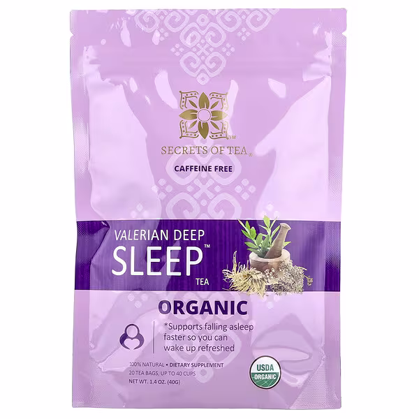 Secrets of Tea, Organic Valerian Deep Sleep™ Tea, Caffeine Free, 20 Tea Bags, 1.4 oz (40 g)