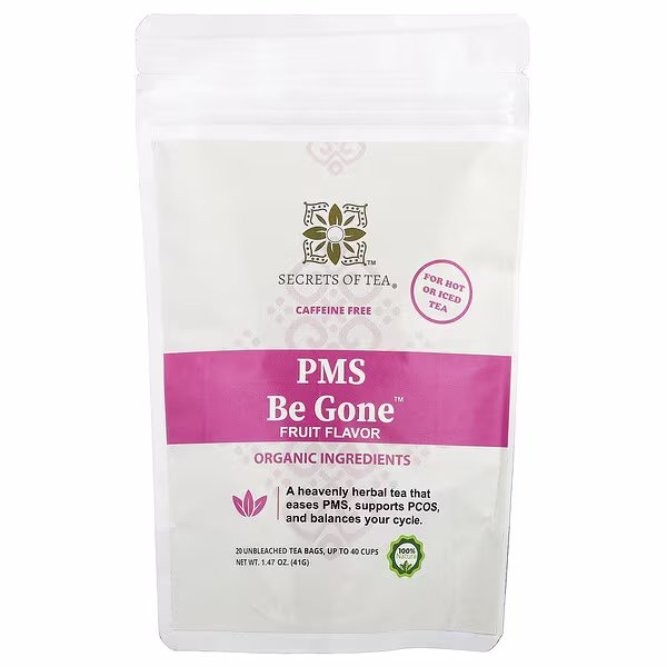 Secrets of Tea, PMS Be Gone™ Tea, Fruit, Caffeine Free, 20 Unbleached Tea Bags, 1.47 oz (41 g)