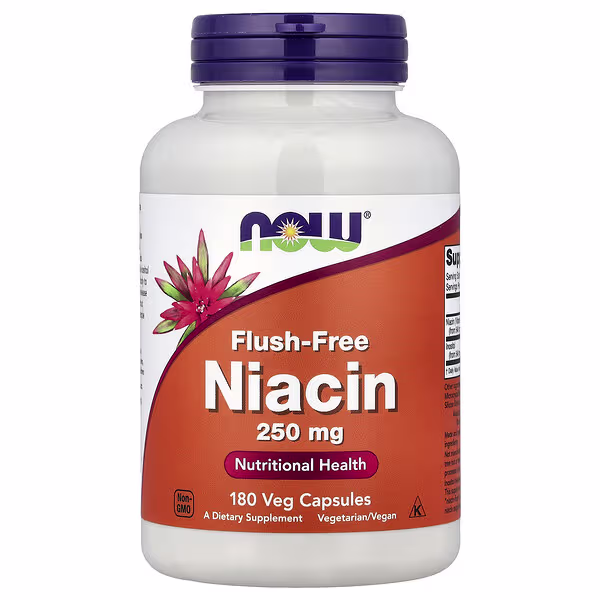 NOW Foods, Flush-Free Niacin, 250 mg, 180 Veg Capsules
