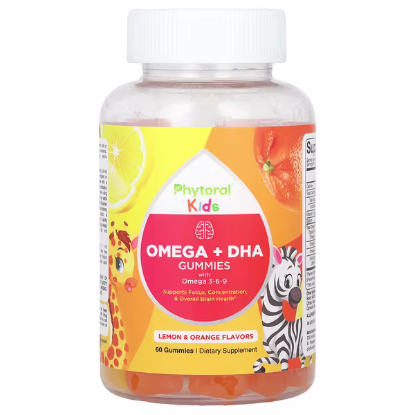 Phytoral, Kids, Omega + DHA Gummies with Omega 3-6-9, Lemon & Orange, 60 Gummies