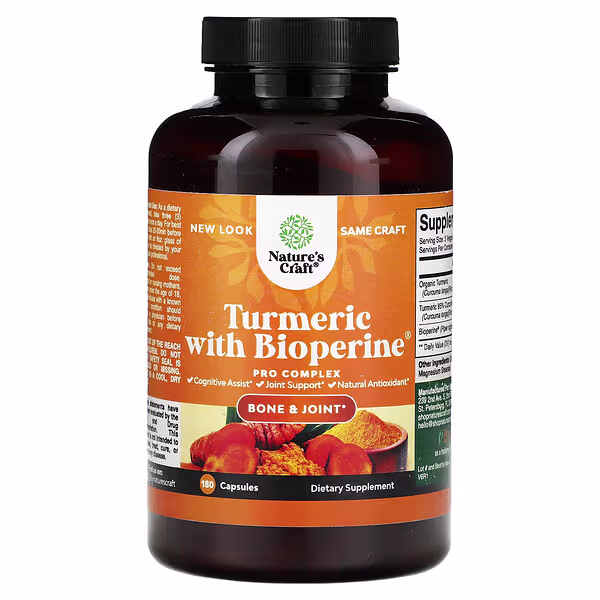 Nature's Craft, Turmeric With BioPerine®, 180 Capsules