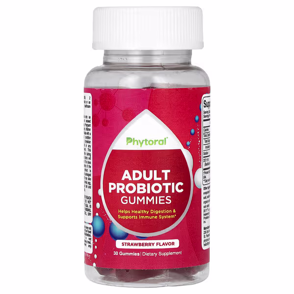 Phytoral, Adult Probiotic Gummies, Strawberry, 30 Gummies (8.35 mg (2.5 Billion CFU) per Gummy)