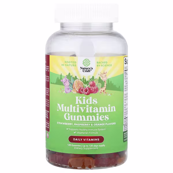 Nature's Craft, Kids Multivitamin Gummies, Strawberry, Raspberry & Orange, 120 Gummies