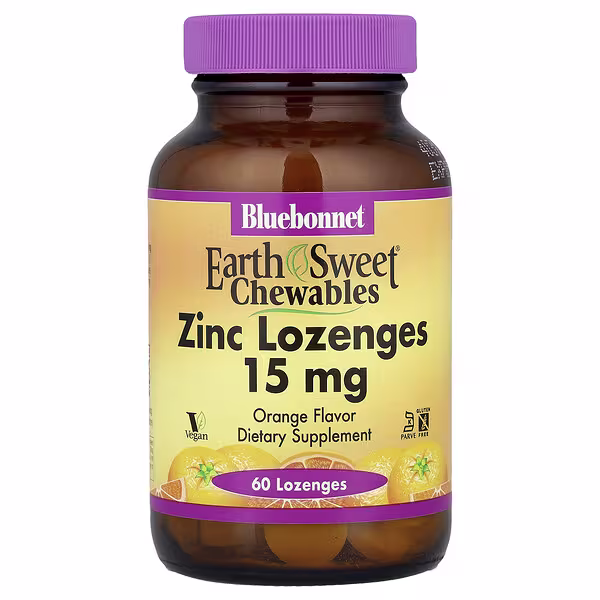 Bluebonnet Nutrition, EarthSweet® Chewables, Zinc Lozenges, Orange, 60 Lozenges