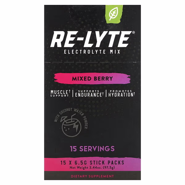 Redmond, Re-Lyte Electrolyte Mix, Mixed Berry, 15 Stick Packs, 0.23 oz (6.5 g) Each