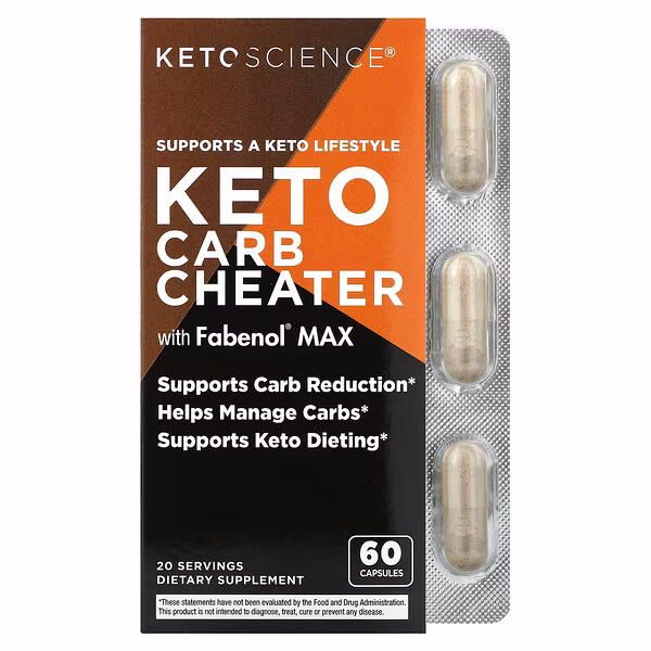 Keto Science, Keto Carb Cheater with Fabenol Max, 60 Capsules