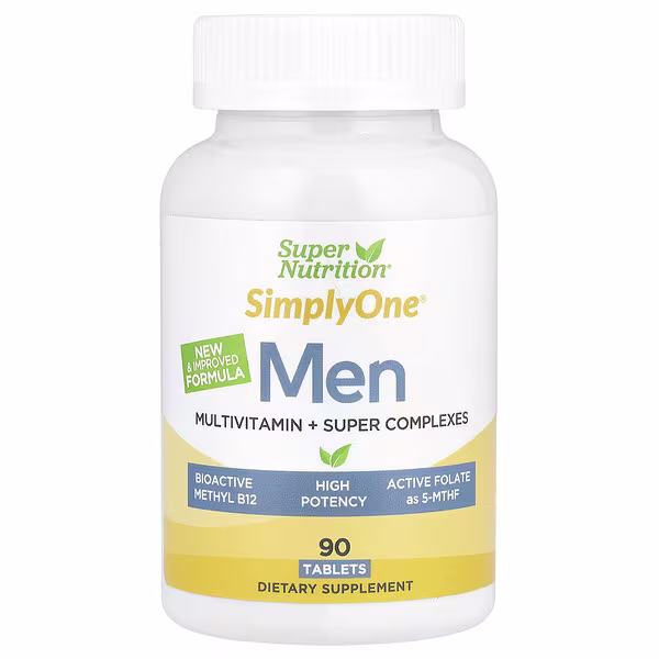 Super Nutrition, SimplyOne®, Men’s Multivitamin + Super Complexes with Vitamin C + Super Adaptogen Complex, 90 Tablets