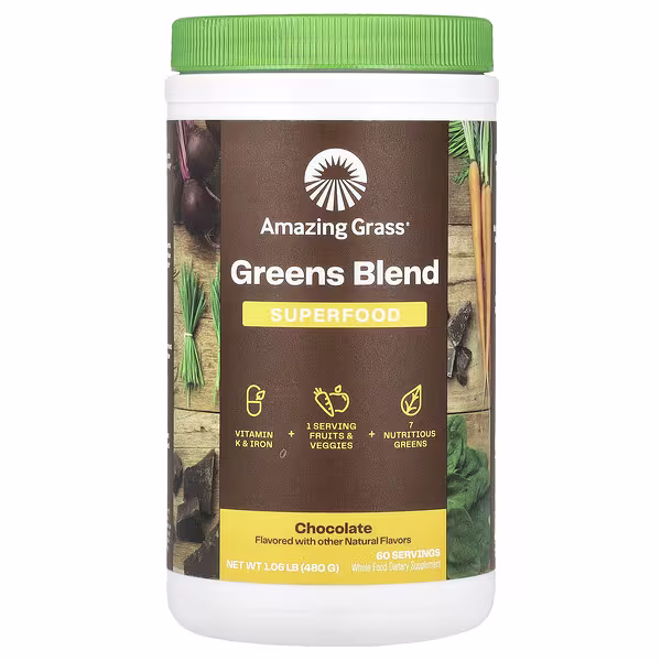 Amazing Grass, Greens Blend Superfood, Chocolate, 1.06 oz (480 g)