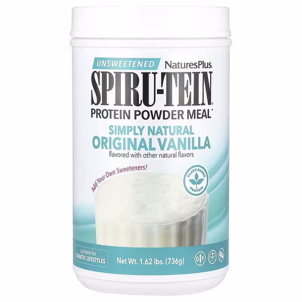 NaturesPlus, Spiru-Tein®, Protein Powder Meal, Unsweetened, Vanilla, 1.62 lbs (736 g)
