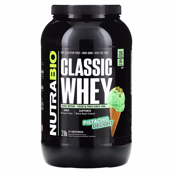NutraBio, Classic Whey Protein, Pistachio Delight, 2 lb (907 g)