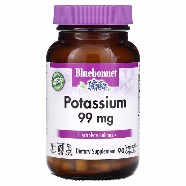 Bluebonnet Nutrition, Potassium, 99 mg, 90 Vegetable Capsules