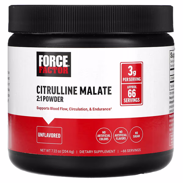 Force Factor, Citrulline Malate 2:1 Powder, Unflavored, 7.22 oz (204.6 g)