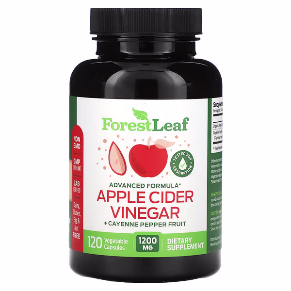 Forest Leaf, Apple Cider Vinegar + Cayenne Pepper Fruit, 120 Vegetable Capsules