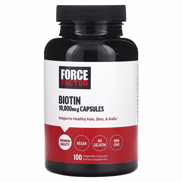 Force Factor, Biotin, 10,000 mcg, 100 Vegetable Capsules