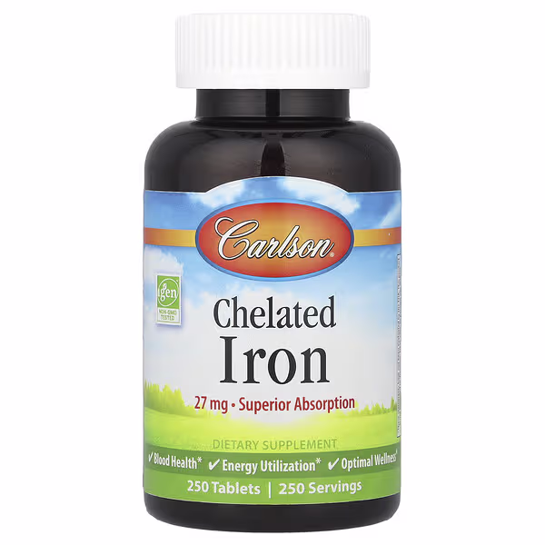 Carlson, Chelated Iron, 27 mg, 250 Tablets