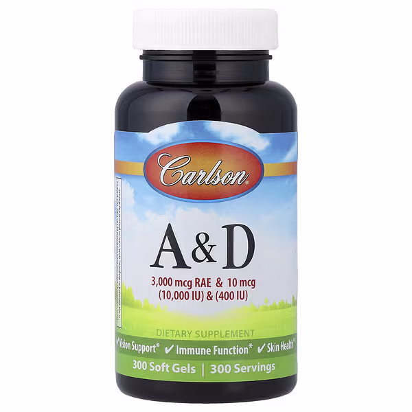 Carlson, Vitamins A & D, 300 Soft Gels