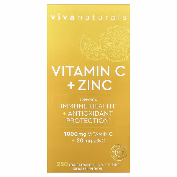 Viva Naturals, Vitamin C + Zinc, 250 Veggie Capsules