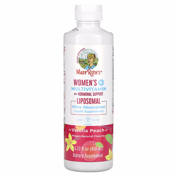 MaryRuth's, Women's 40+ Multivitamin with Hormonal Support, Vanilla Peach, 15.22 fl oz (450 ml)