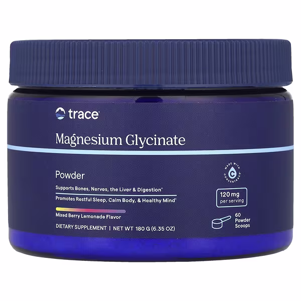 Trace, Magnesium Glycinate Powder, Mixed Berry Lemonade, 6.35 oz (180 g)