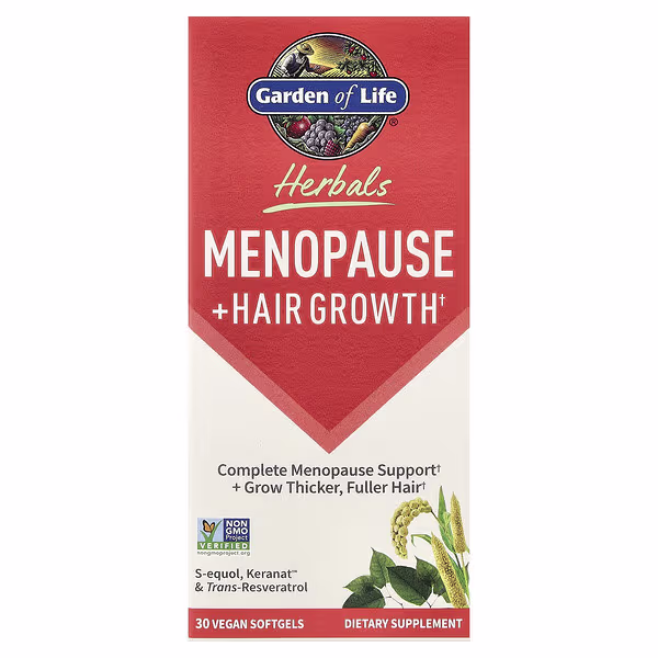 Garden of Life, Herbals, Menopause + Hair Growth, Berry, 30 Vegan Softgels