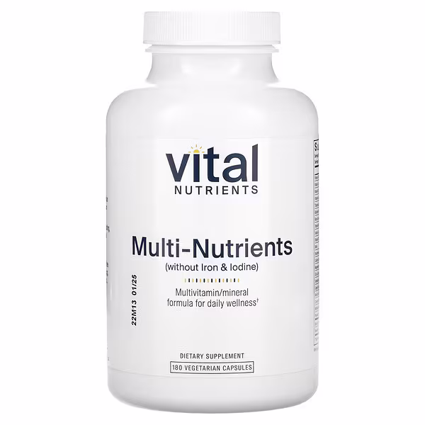 Vital Nutrients, Multi-Nutrients (Without Iron & Iodine), 180 Vegetarian Capsules