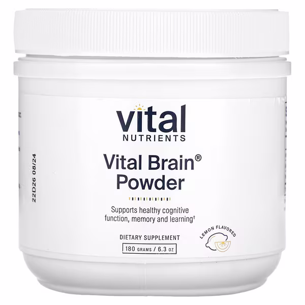 Vital Nutrients, Vital Brain Powder, Lemon, 6.3 oz (180 g)