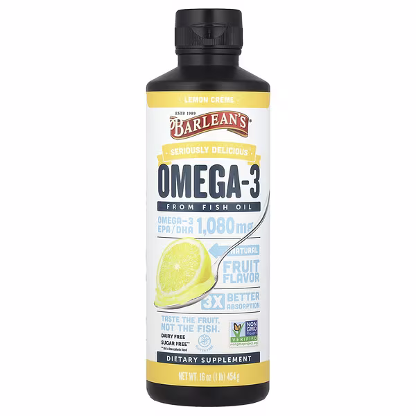 Barlean's, Seriously Delicious®, Omega-3 From Fish Oil, Lemon Creme, 16 oz (454 g)