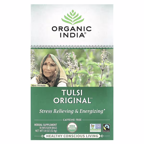 Organic India, Tulsi Original Tea, Caffeine-Free, 18 Infusion Bags, 1.14 oz (32.4 g)