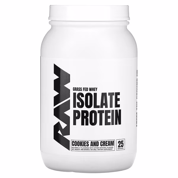 Raw Nutrition, Grass Fed Whey Isolate Protein, Cookies and Cream, 1.98 lbs (900 g)