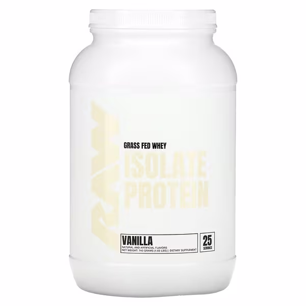 Raw Nutrition, Grass Fed Whey Isolate Protein, Vanilla, 1.63 lb (740 g)