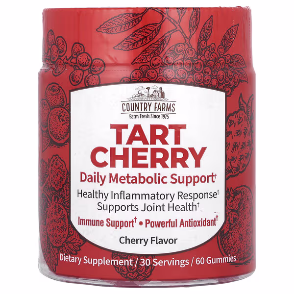 Country Farms, Tart Cherry, Daily Metabolic Support, Cherry, 60 Gummies (200 mg per Gummy)