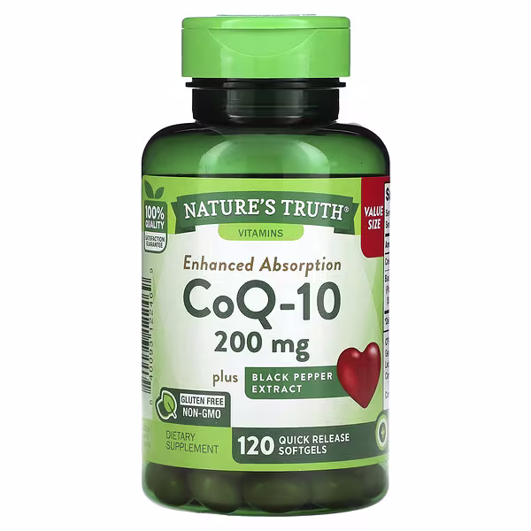 Nature's Truth, CoQ-10 Plus Black Pepper Extract, Enhanced Absorption, 200 mg, 120 Quick Release Softgels