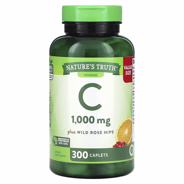 Nature's Truth, Vitamin C Plus Wild Rose Hips, 1,000 mg, 300 Caplets