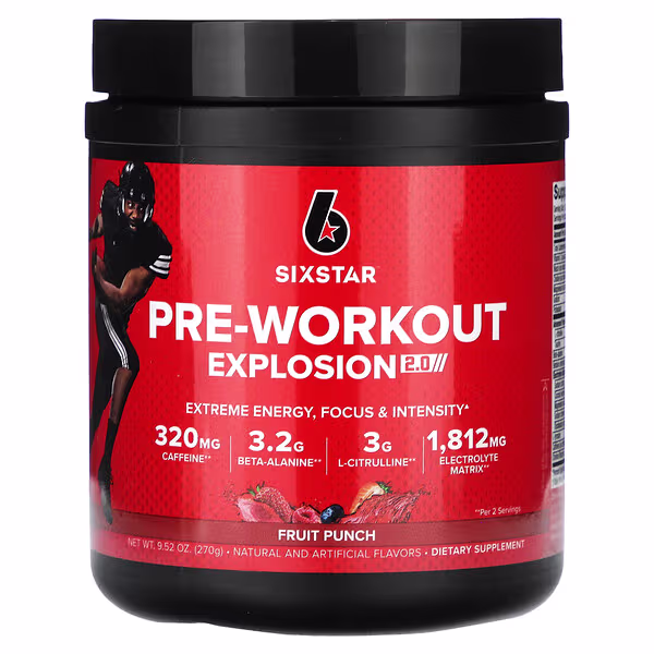 SIXSTAR, Pre-Workout Explosion 2.0, Fruit Punch, 9.52 oz (270 g)