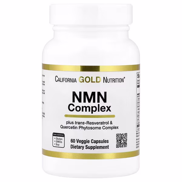 California Gold Nutrition, NMN Complex with trans-Resveratrol, Quercetin Phytosome Complex, Apigenin, and Luteolin, 60 Veggie Capsules