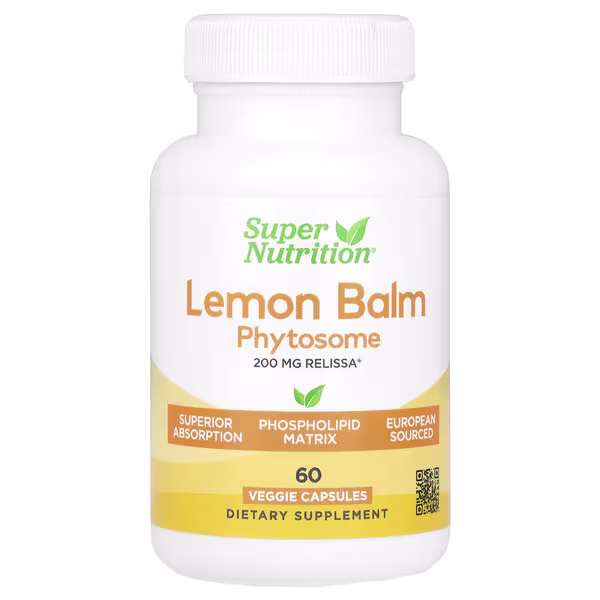 Super Nutrition, Lemon Balm Phytosome with Sunflower Lecithin, 200 mg, 60 Veggie Capsules