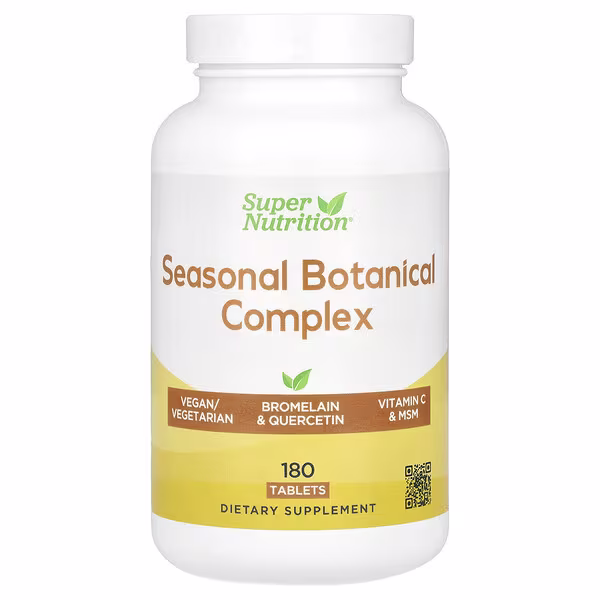 Super Nutrition, Seasonal Botanical Complex with Queretin, Bromelain, Vitamin C, Turmeric and Ginger, 180 Tablets