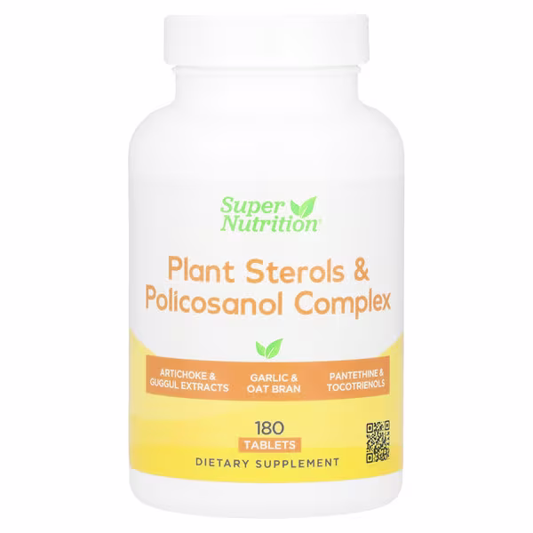 Super Nutrition, Plant Sterols & Policosanol Complex with Folate, Guggul Extract, Soy Germ Extract, and Oat Bran, 180 Tablets