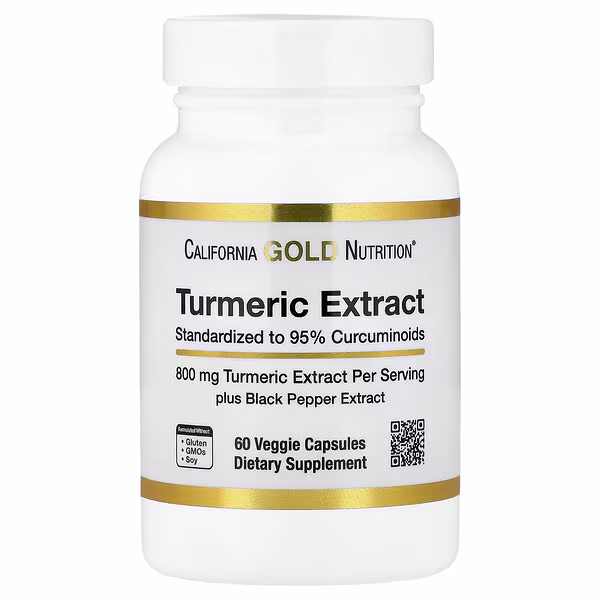 California Gold Nutrition, Turmeric Extract with 95% Curcuminoids, and BioPerine® Black Pepper Extract, 60 Veggie Capsules