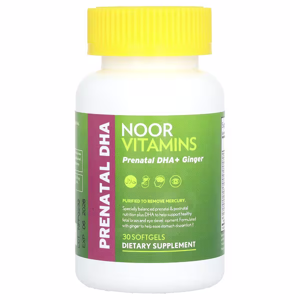 Noor Vitamins, Prenatal DHA + Ginger , 30 Softgels