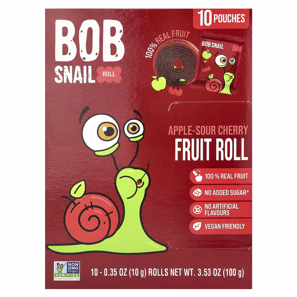 Bob Snail, Fruit Rolls, Apple-Sour Cherry, 10 Pouches, 0.35 oz (10 g) Each