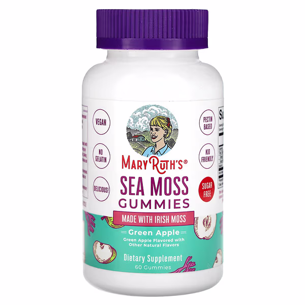MaryRuth's, Sea Moss Gummies, Green Apple, 60 Gummies (25 mg per Gummy)