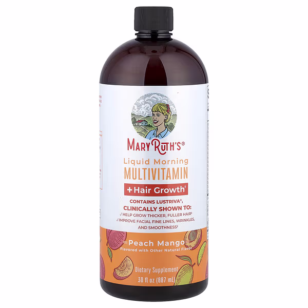 MaryRuth's, Liquid Morning Multivitamin + Hair Growth, Peach Mango, 30 fl oz (887 ml)