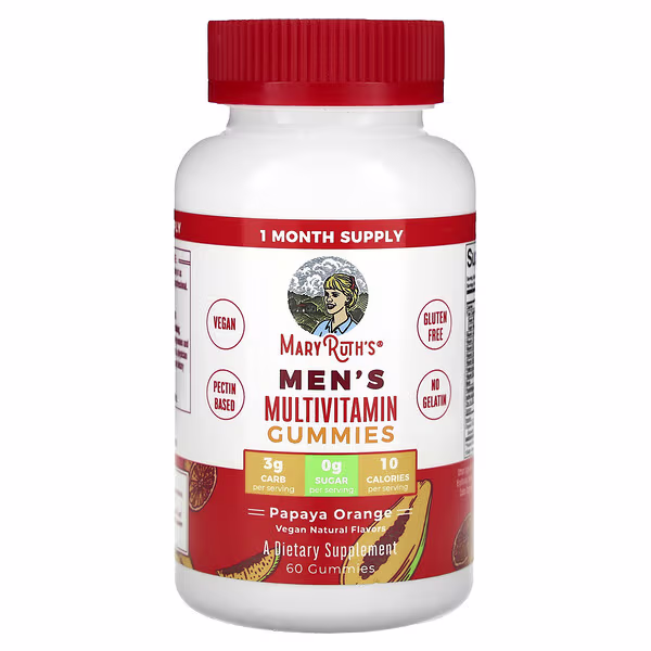 MaryRuth's, Men's Multivitamin Gummies, Papaya Orange, 60 Gummies
