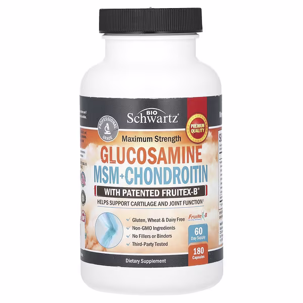 BioSchwartz, Maximum Strength Glucosamine MSM + Chondroitin, 180 Capsules