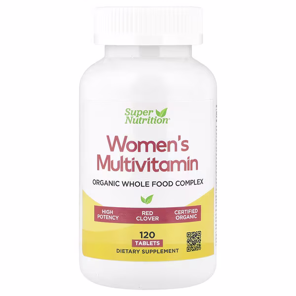 Super Nutrition, Organic Whole Food Women's Multivitamin with Vitamin A, Organic Amla Extract, Organic Sunflower Extract, and Organic Moringa Extract , 120 Tablets