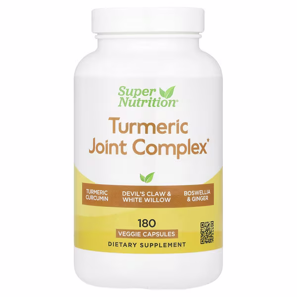 Super Nutrition, Turmeric Joint Complex with Devil's Claw Extract, Boswellia Extract, White Willow Extract, and Ginger Extract, 180 Veggie Capsules