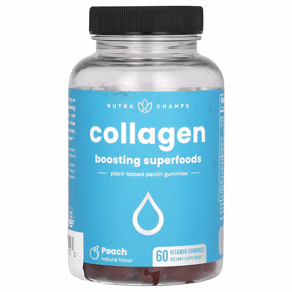 NutraChamps, Collagen Gummies, Boosting Superfoods, Peach, 60 Vitamin Gummies